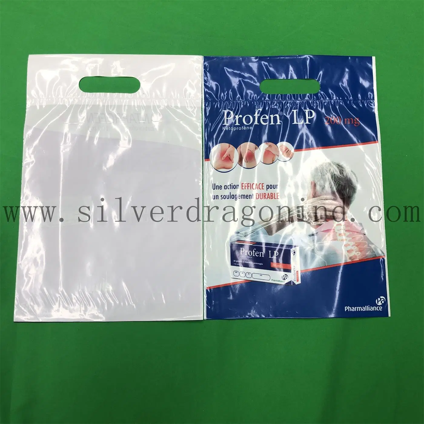 Printed Plastic Gift Bags/Shopping Bags/Grocery Bags with Reinforced Punch Handle