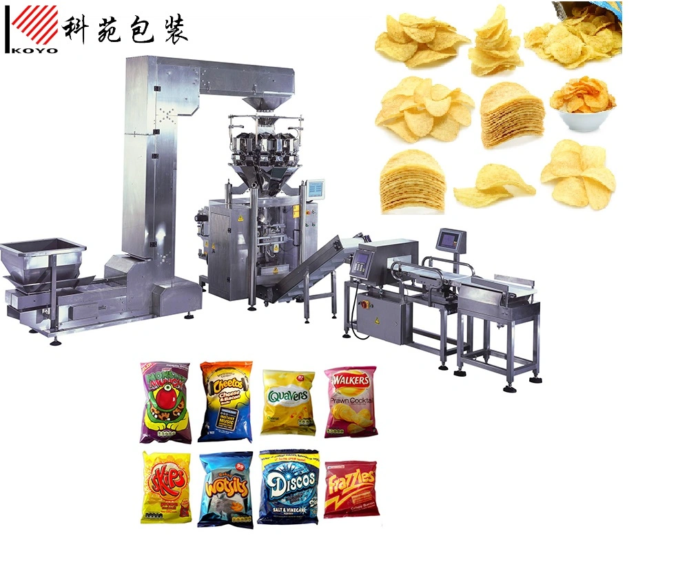 Automatic Snacks/Potato Chips/Biscuit/Rice/Popcorn/Grains/Seeds/Nuts/Sugar /Dry Fruits/Frozen Fried Food Continue Packing Filling Packaging Sealing Machine