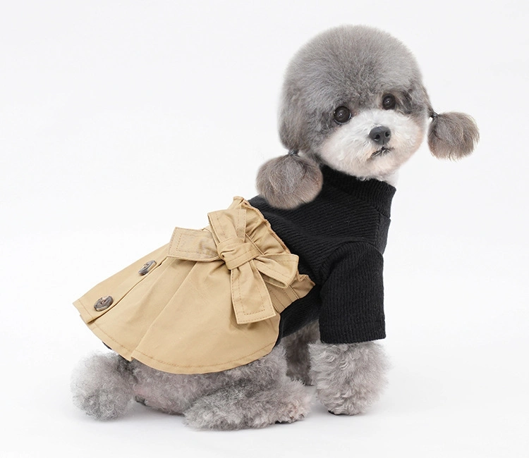 Chien classique de tricotage de vêtements d'Pup Pet jupe pull robe de conception