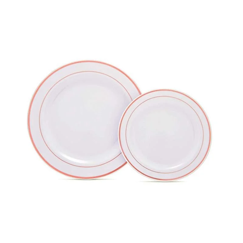 7 Inches Gold and Silver Edge Disposable Plastic Round Plate for Parties