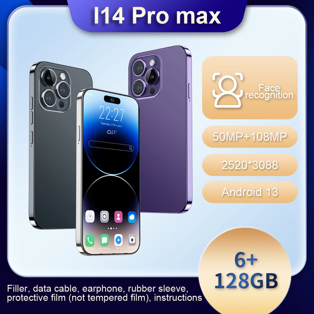 Celular inteligente de marca nova em promoção I14 PRO Max 16GB 1t, 8GB 512GB, 3GB 64GB, celular inteligente Android, telefones móveis Viqee OEM/ODM.