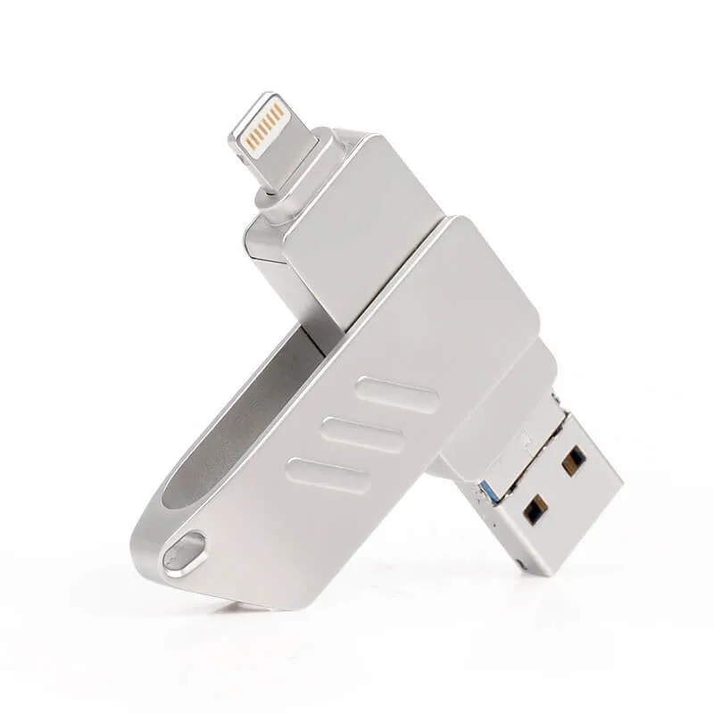 Clés USB OTG métalliques compatibles avec les clés USB Lightning/USB/Android Mémoire