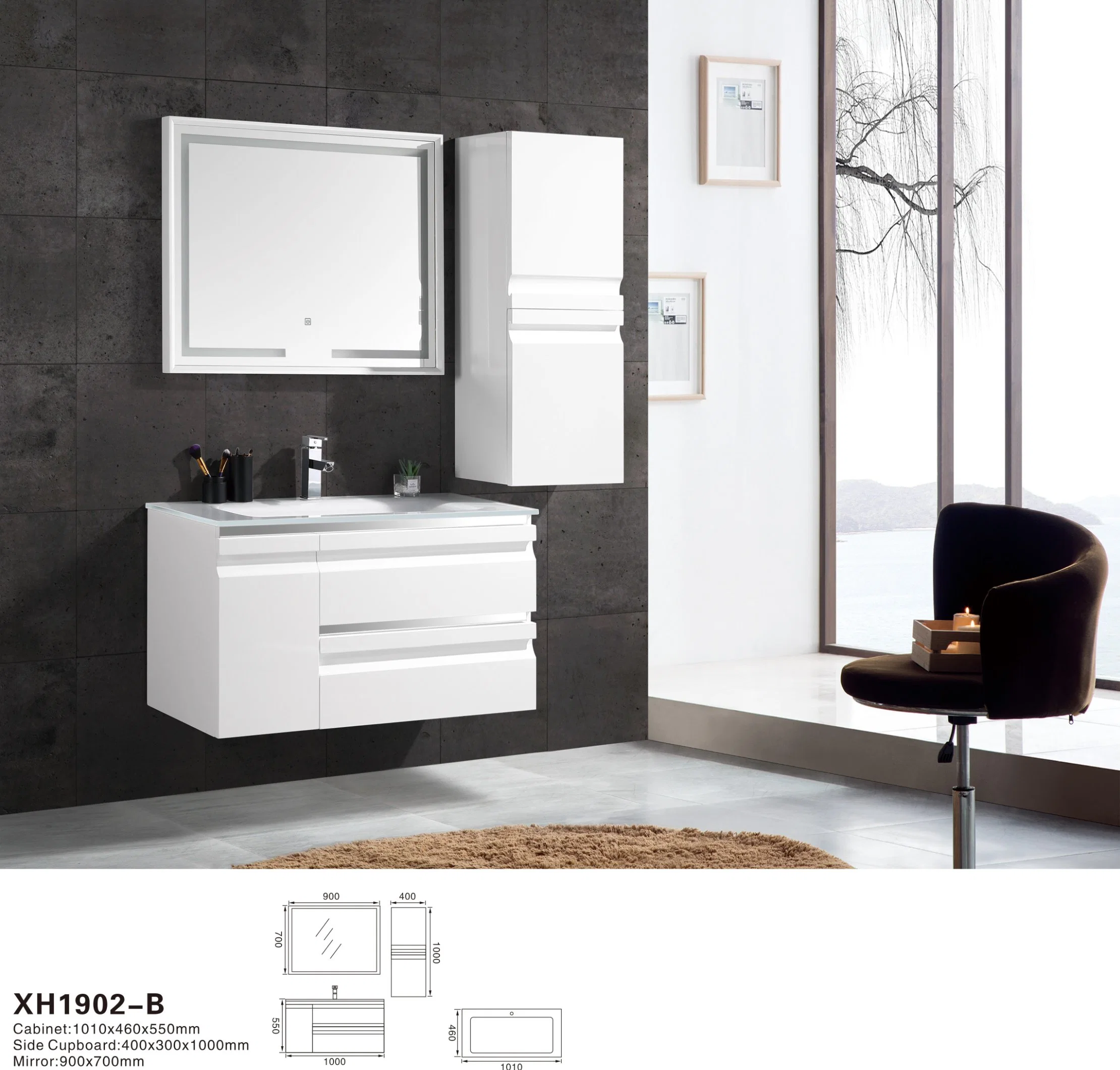 Popular Style MDF Bathroom Cabinet Set with Mirror