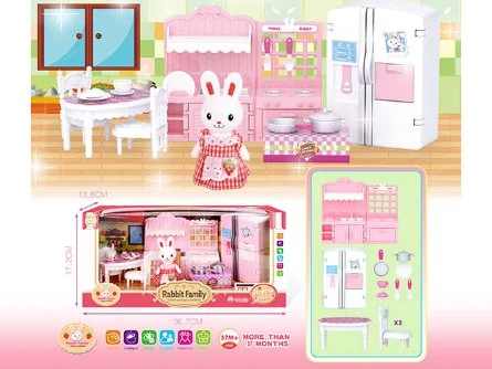 Top Kids Pretend Furniture Play Toys Plastic 3D Mini Rabbit House