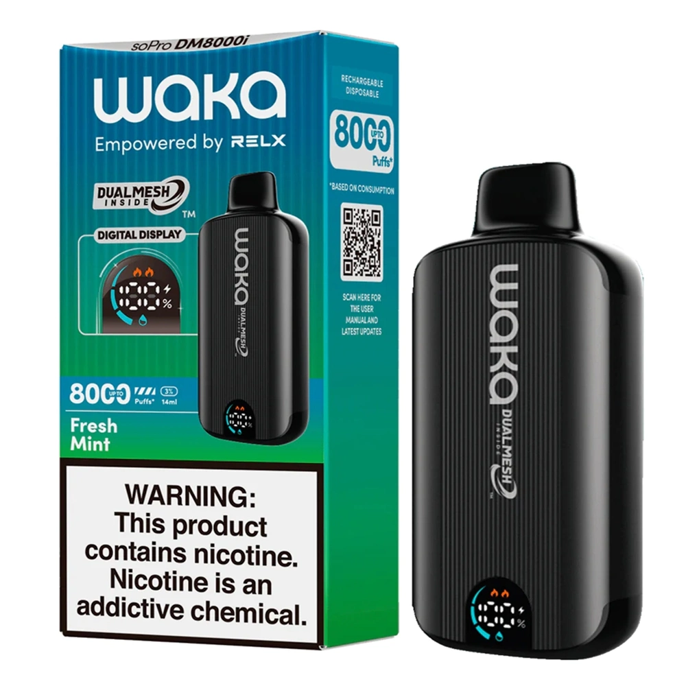 Waka 8000 indicador de dispositivo de pantalla inteligente Puffs E batería líquida Capacidad 14ml bobina de malla Precio de fábrica VAPE desechable