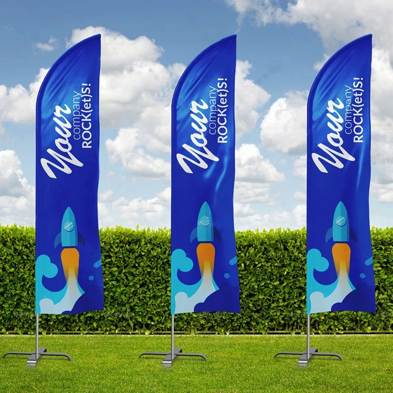 Outdoor Knitted Polyester Advertising Beach Flag Feather Flags