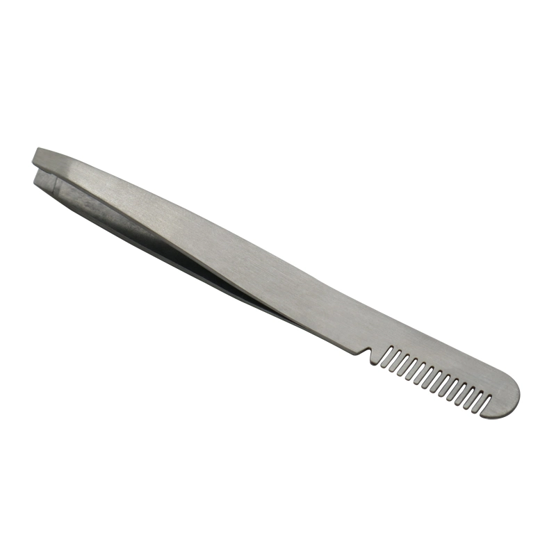 New Designed Slant Tip with Eyebrow Comb Tweezers