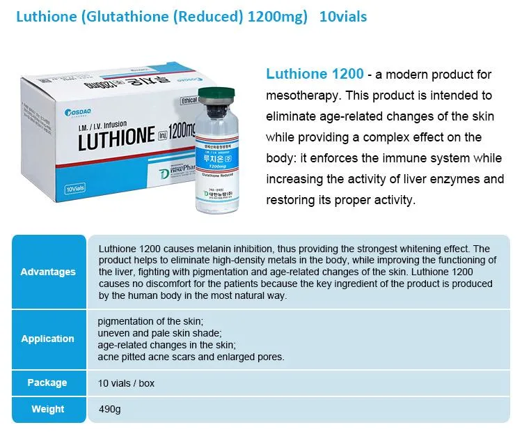 Corea el producto más eficaz de blanquear la piel Luthione Glutatión 600mg de ácido Thioctic Cindella 1200 mg de vitamina C para el rostro Cutis Whitening