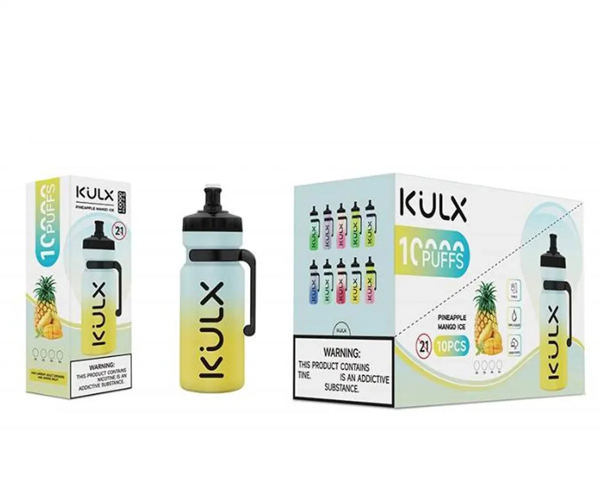 Kulx 10000 puff 10000 Disposable e cigarros fluxo de ar dispositivo de controlo 6 cores RGB Light 0%2%3%5% Opcional 10K A garrafa é em forma de Pape