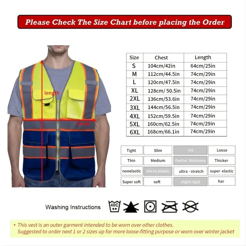 Reflective Safety Vest for Women Men High Visibility Security with Pockets Zipper Front Meets ANSI/Isea Standards