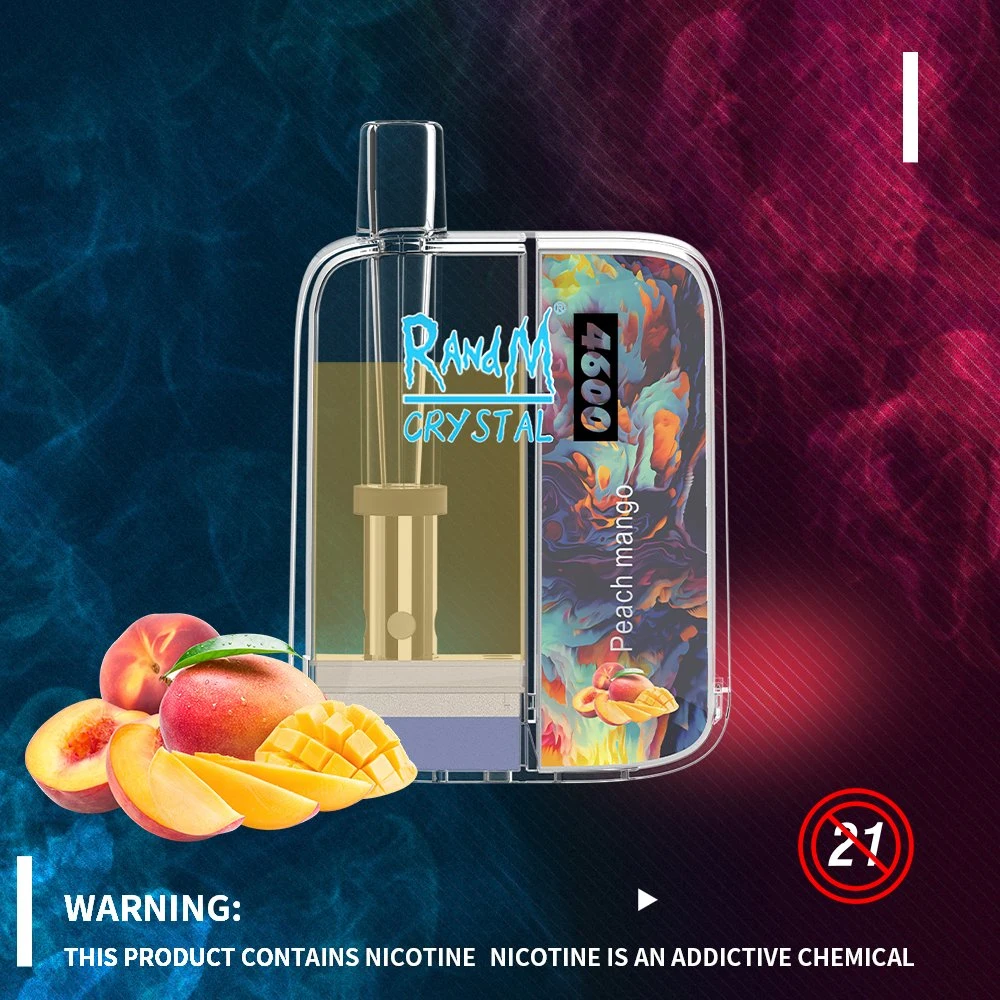 Randm Crystal 4600 أطواق Vape جهاز مملوء مسبقًا 10 مل من البود ملف شبكي داخلي قابل لإعادة الشحن للبطارية