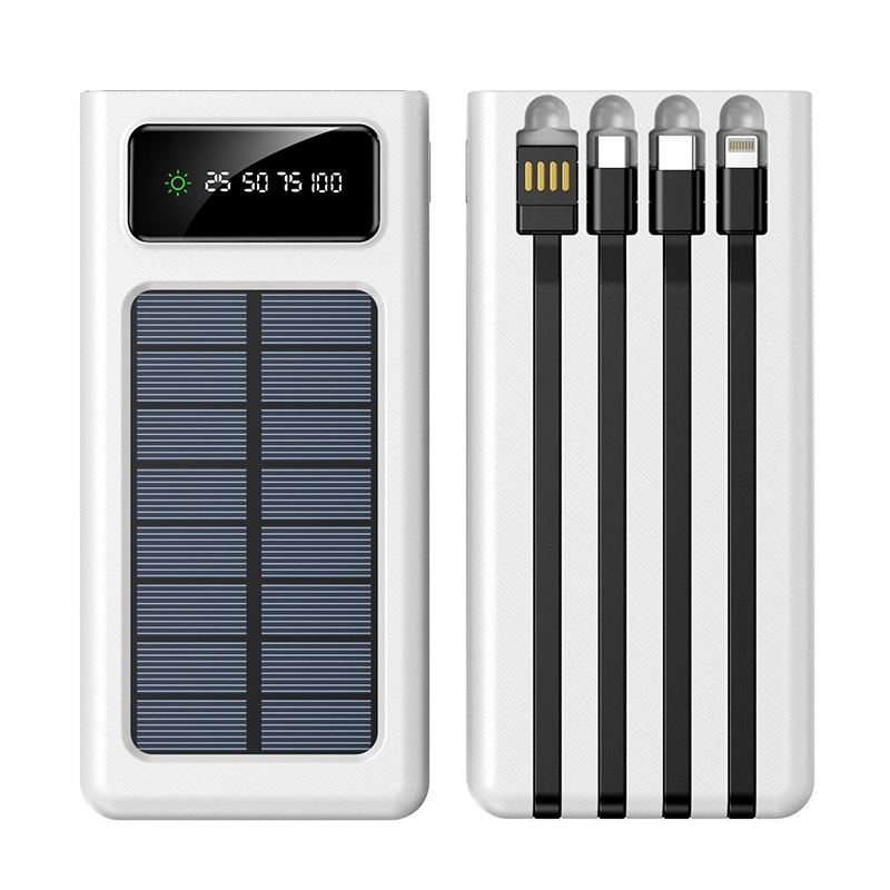 20000mAh Portable Fast Charge Solar Power Bank Digital Display LED Flashlight