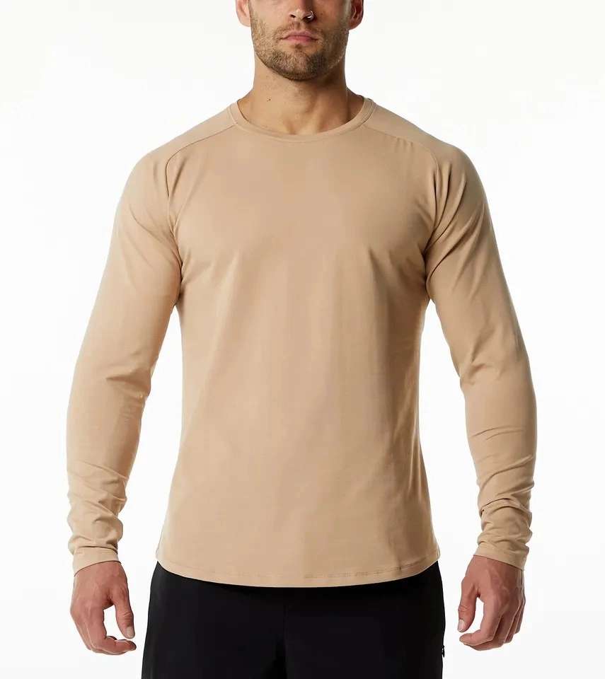 Men's Fitted Long Sleeve 94% Cotton 6% Elastane Custom Logo Shirt