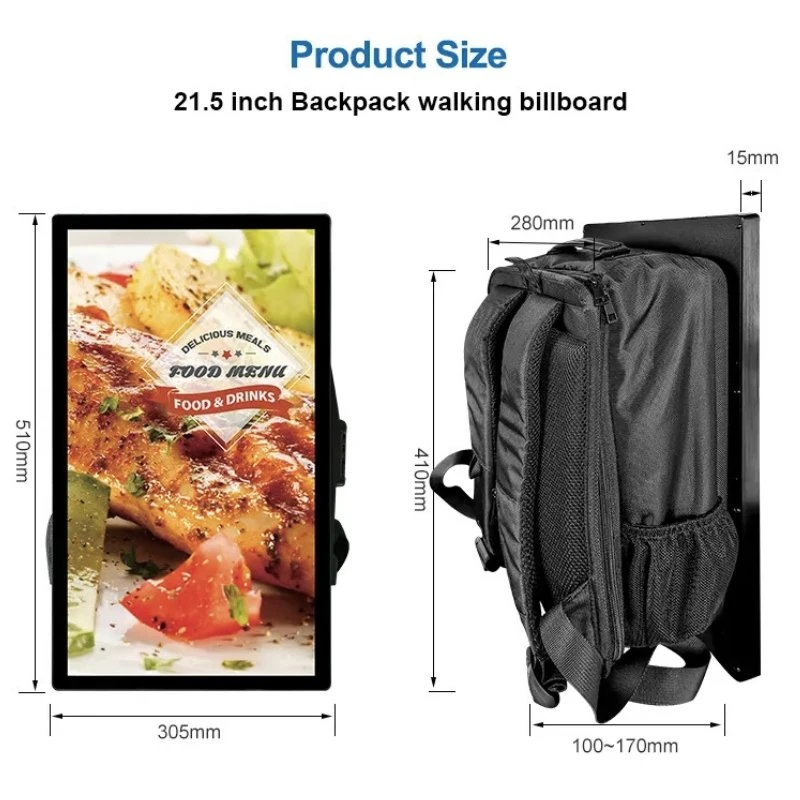 22inch Touchscreen LCD Rucksack Digital Signage Android Monitor mit Batterie