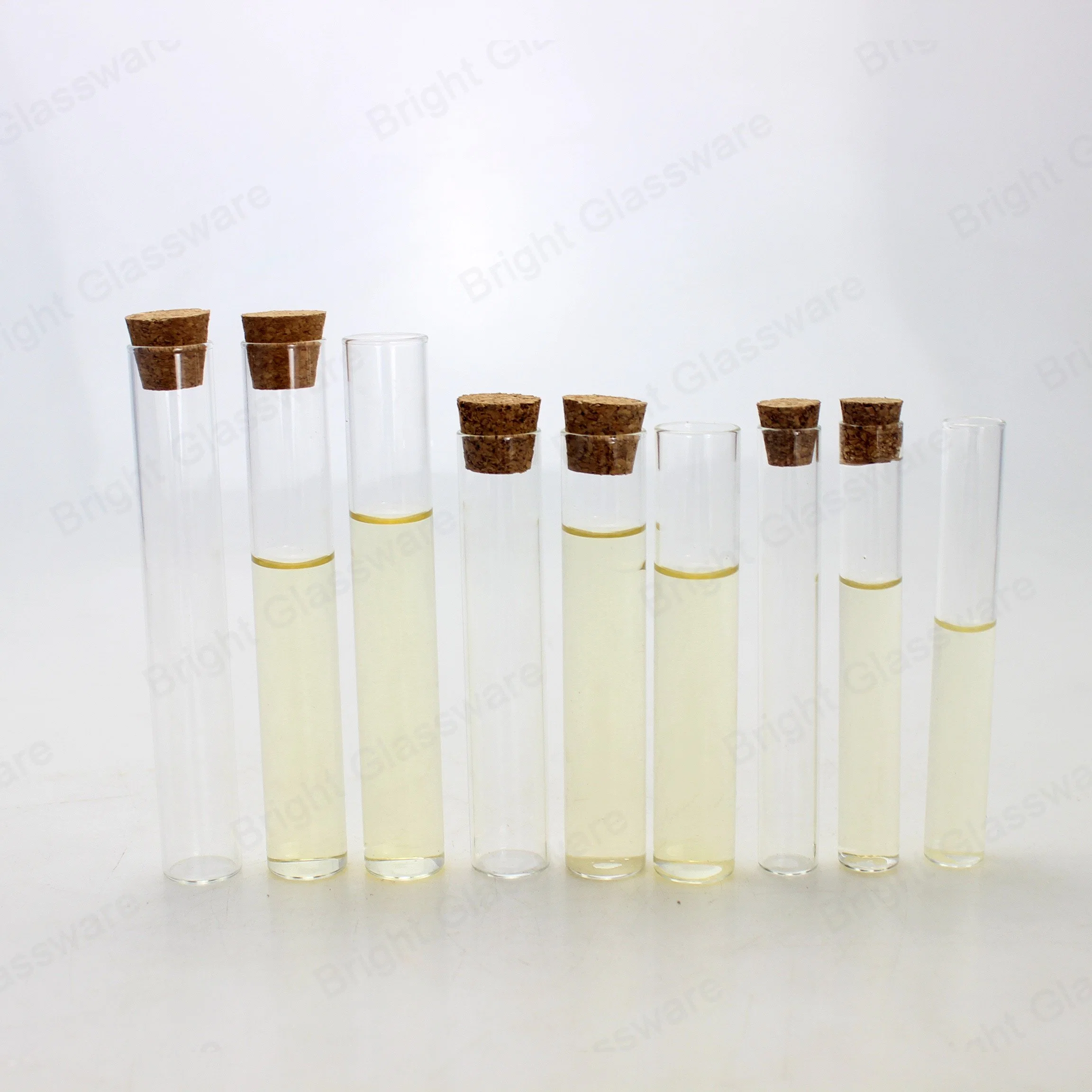 Laboratorio de gran calidad de prueba de fondo redondo, plano o el tubo de vidrio con tapón de corcho