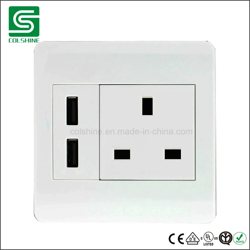 UK European Type Wall Outlet Electric Socket with USB Charger