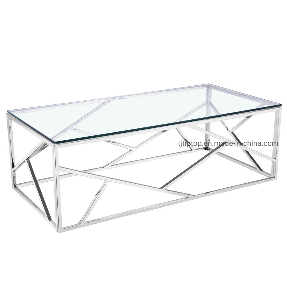 Clear Glass Coffee Table Metal Console Table Stainless Steel Table Home Furniture