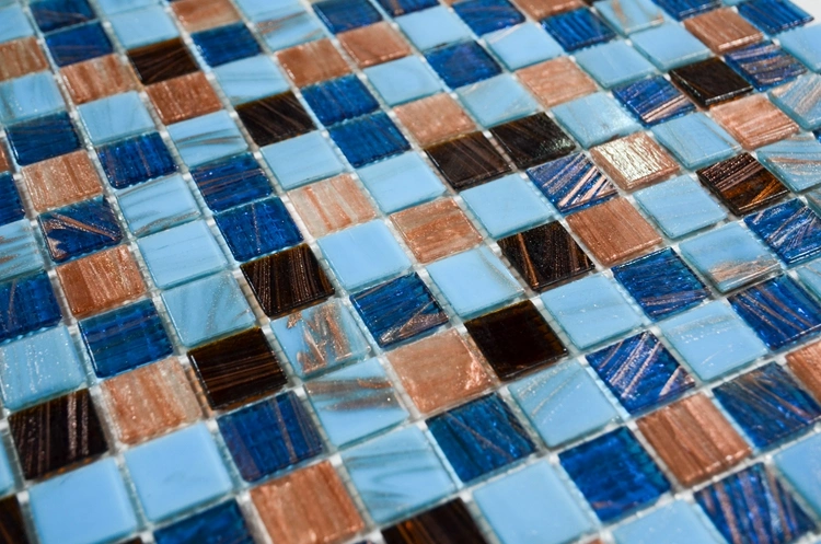 Mixed Blue Color Hotmelt Glass Mosaic Tile for Bathroom