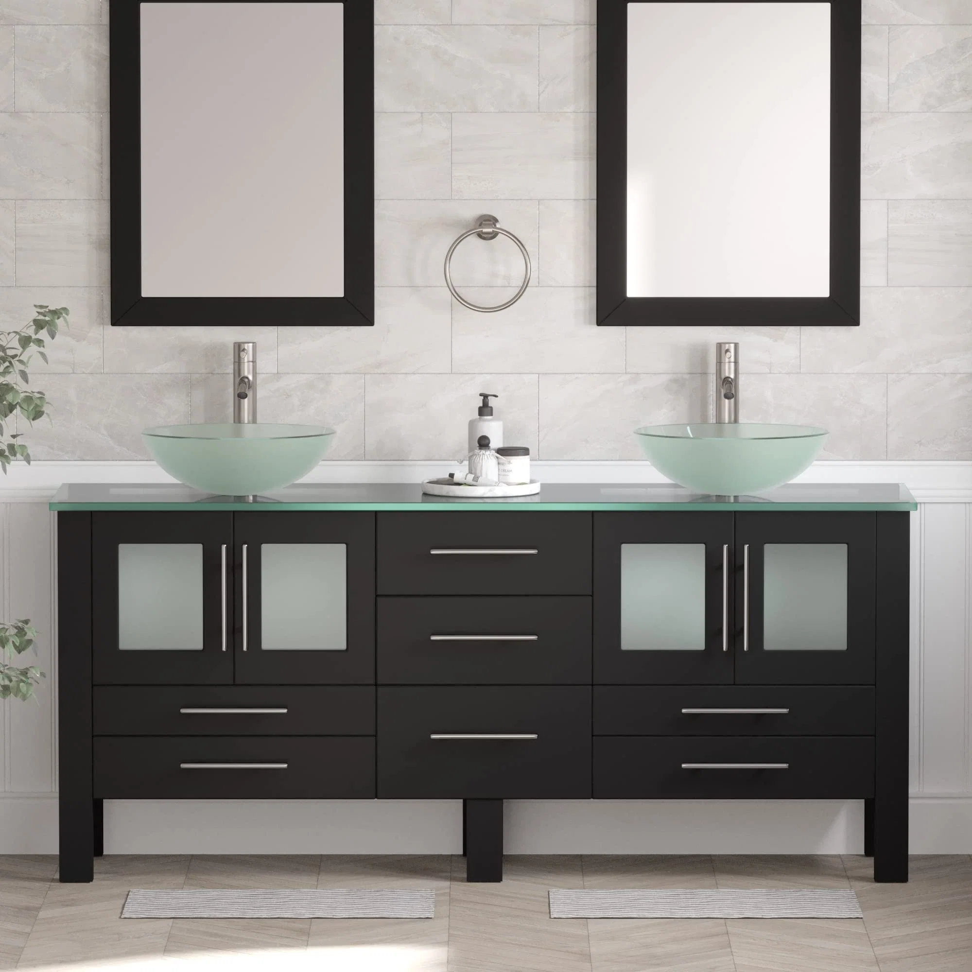 Prima Solid Wood Good Quality Bathroom Vanity with White Sintered Stone Top