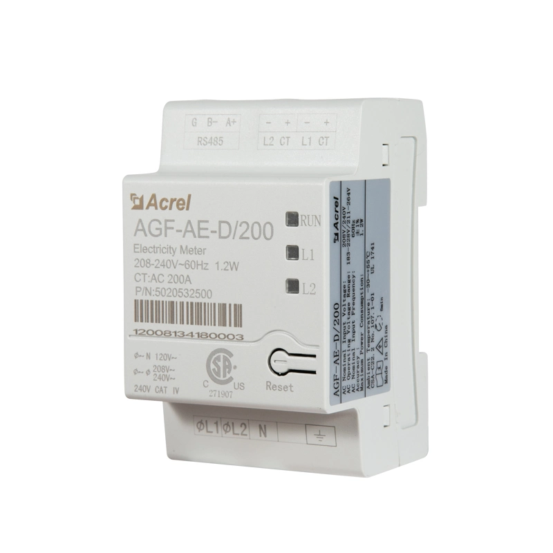 Acrel Input 200A 1 Phase 3 Wire Solar Energy Meter Work with Inverter to Zero Export Standard 2PCS Cts with UL Approve