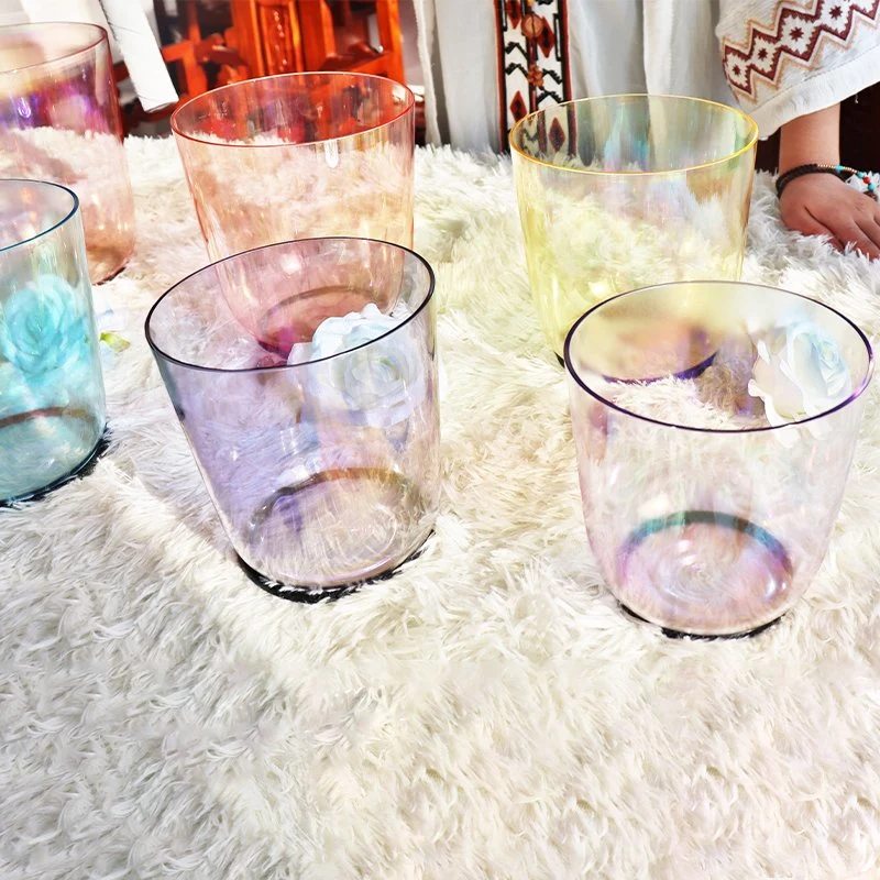 Amazing Sound Tuned Alchemy Clear Cosmic Chakra Quartz Crystal Singing Bowls for Sound Healing