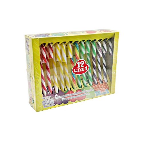 Süßigkeiten Großhandel Custom Halal Weihnachten Regenbogen Hard Candy Cane Lollipop Süßigkeiten