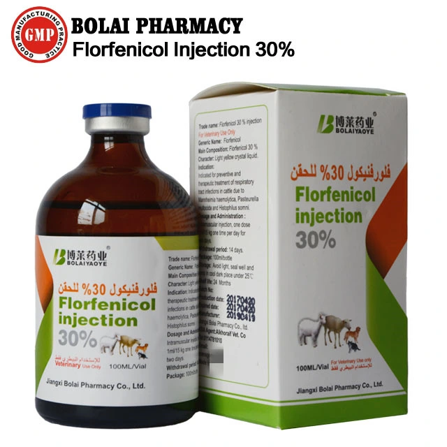 El 30%de inyección de Florfenicol medicamento veterinario 100ml