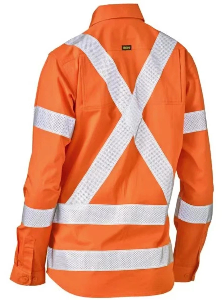 Armor Women Workwear High Visibility Cotton Hi Vis Cotton Long Sleeve Work Shirt