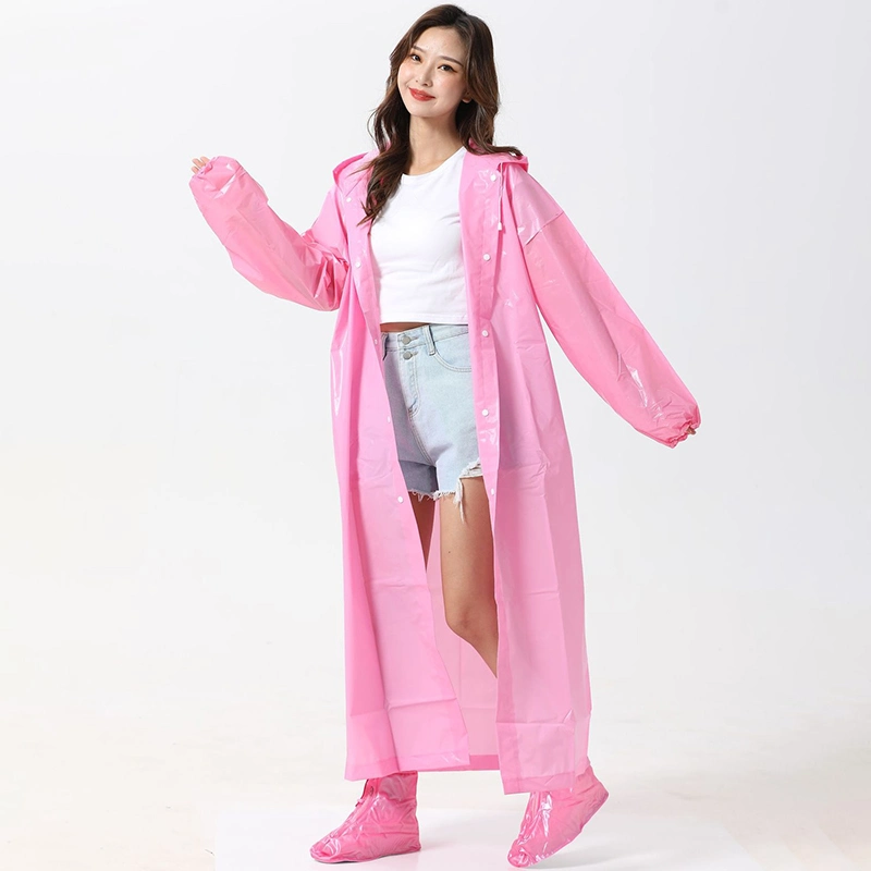 Raincoat portátil EVA para adultos Rain Coats Reusable Rain Poncho con Capucha y mangas elásticas