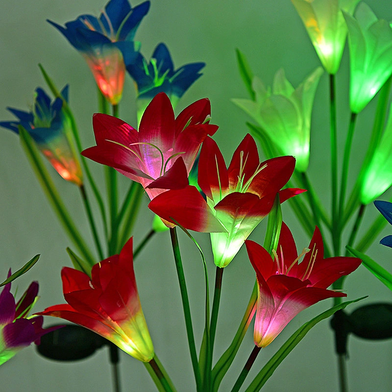 The Factory Directly Supplies Outdoor Sun Energy Lily Flower Lamp Park Square Scenic Spot Landscape Lighting Simulation Reed Lamp