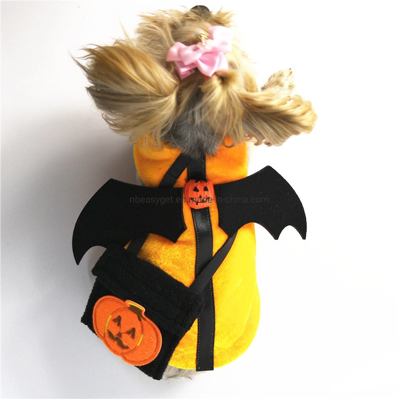 Fun Party Cute Pet Dog Yellow Costume with Bat Wings for Halloween Party Event, Cute Pet Halloween Costume for Cute Little Dogs Esg12765
