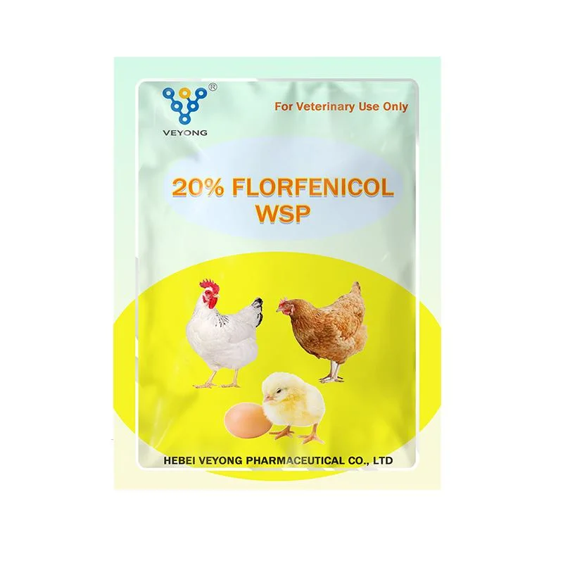 Antibiótico 100g Florfenicol WSP 20% para pollo de oveja de ganado Medicina de aves de corral con buena eficiencia