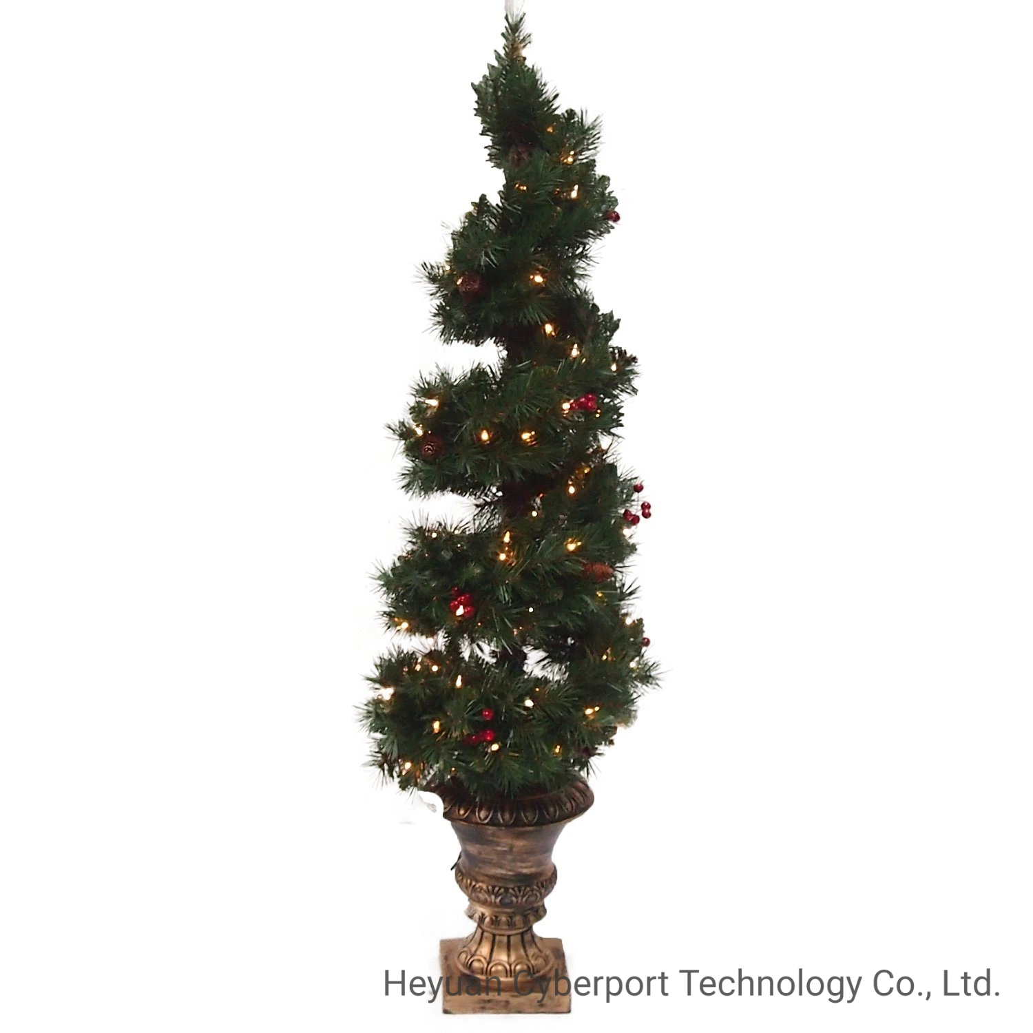 32' ' Navidad Árbol artificial Pot cono porche espiral árbol con el color blanco cálido y con múltiples luces de colores para decoración de Navidad