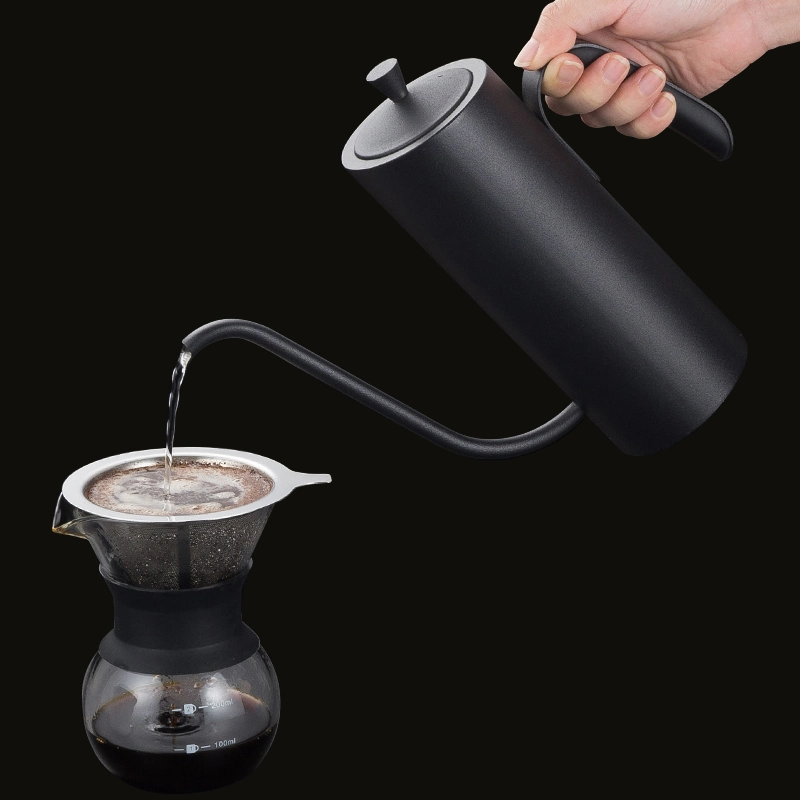 Venta caliente revestimiento negro de cuello de cisne se vierte el café hervidora de agua de la mano de acero inoxidable Cafetera de goteo