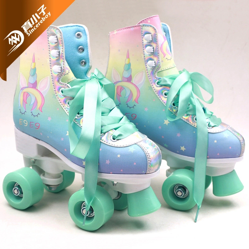 Factory Wholesale OEM Rubber Wheel Leather Upper Double Row Roller Skate