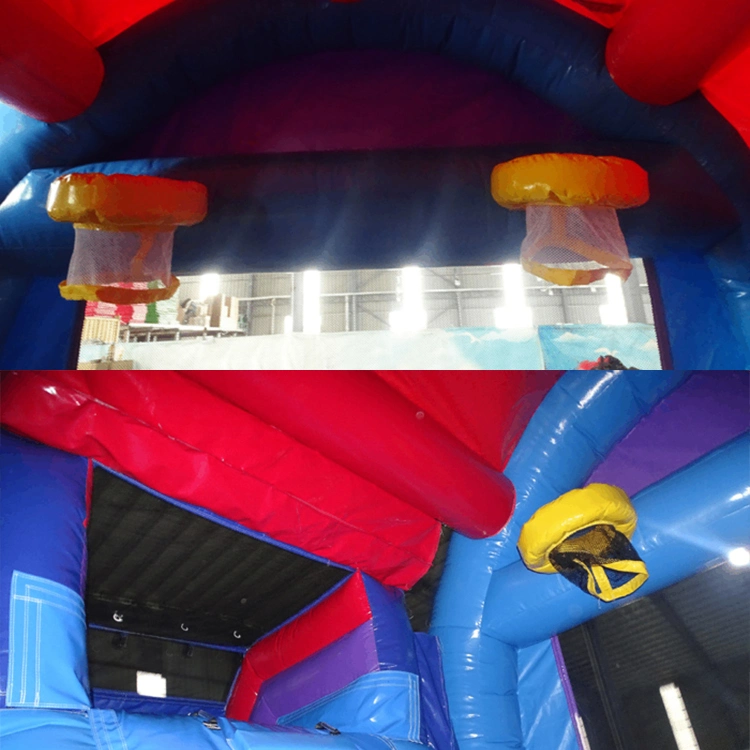 Outdoor Inflatable Combo Bouncer with Slide Rainbow Bouncer Colorful Bounce Castle