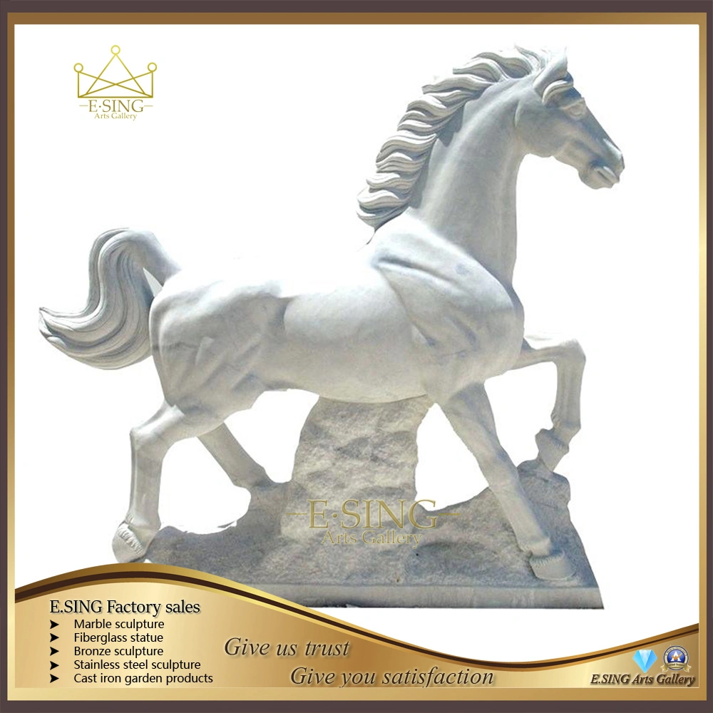 Life Size White Horse Sculpture Stone Large Horse Statue in Natural Marble