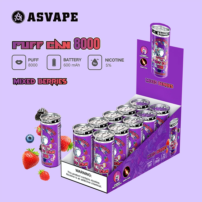 يمكن أن يتكوّن من نوع Asvape 8000 Vape E-Cigarrete Puff Steelcola مجموعة أدوات معدنية يمكن التخلص منها