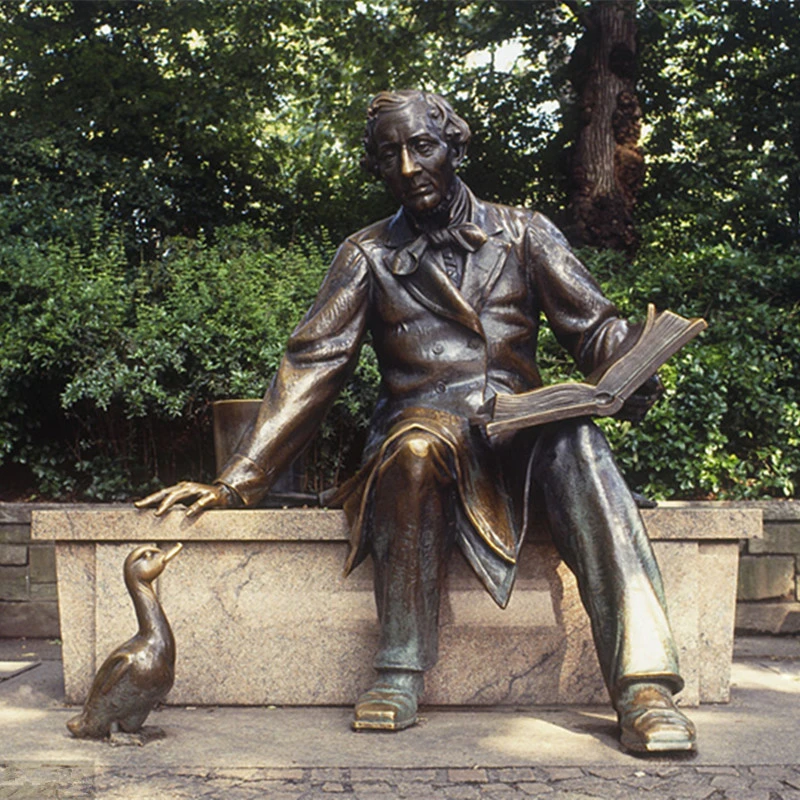 Escultura de bronce de jardín de niños libro de lectura y la señora sentada en la Estatua de la banqueta