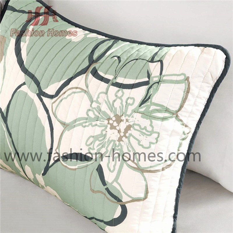 Imprimé floral vert 3D Ensemble de literie literie Coverlet matelassée