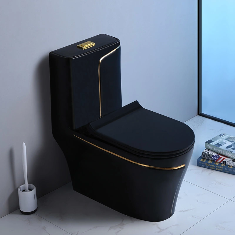 Black Gold Bathroom Ceramic Washdown One Piece Wc P-Trap/S-Trap Color Toilet