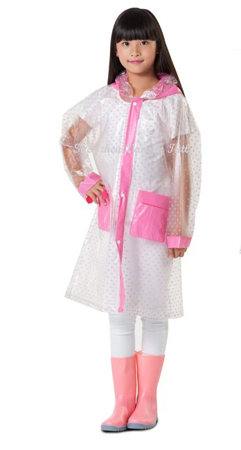 Elegante revestimento em PVC Raincoat para crianças com Cartoon Printing