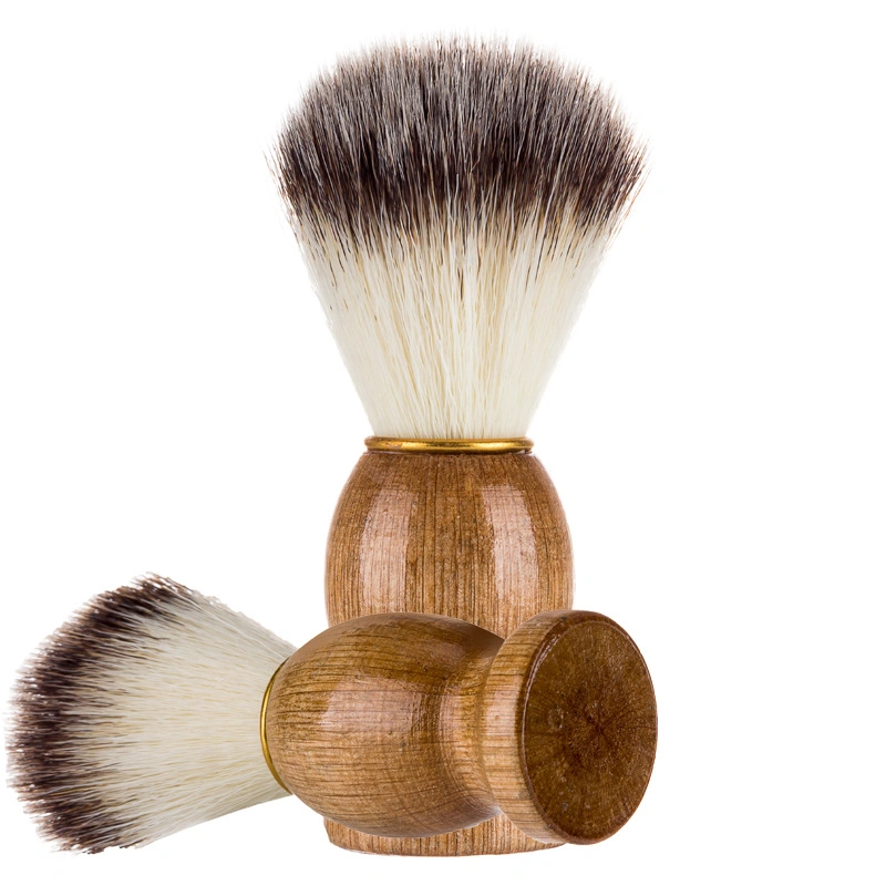 Wooden Shaving Brush Facial Cleaning Brush with Nylon Hair for Men's Salon