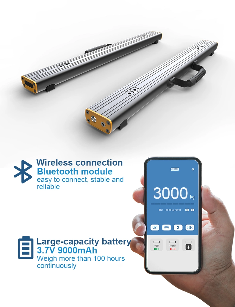 Wireless Strip Scale Weighbridge 5kg Weigh Capacity 1.5tons Bluetooth Connect Mobilephone APP Lithium Battery Work Ing 100 Hours