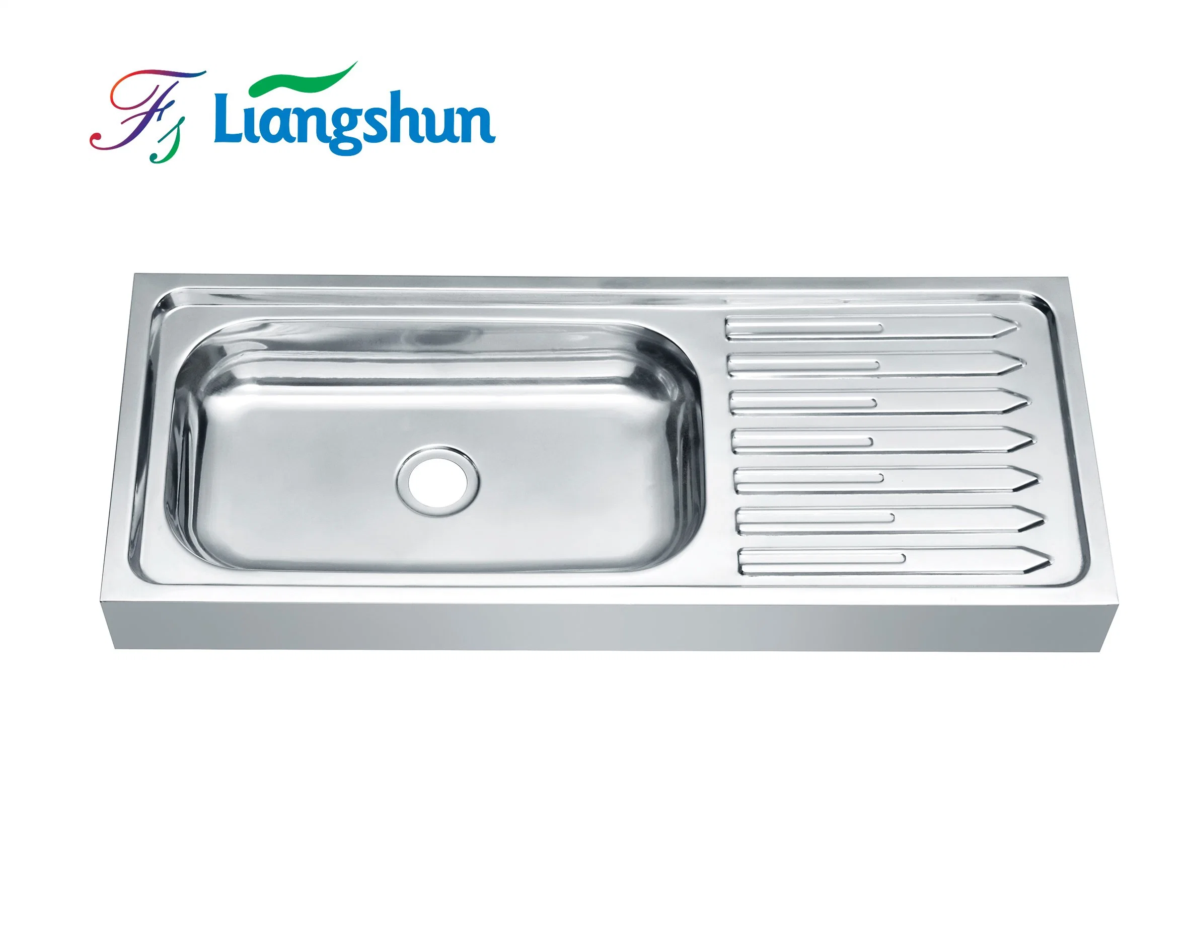 Italian Top Mount Stainless Steel Kitchen Sink with Drainboard Durable Drain Board Kitchen Sink