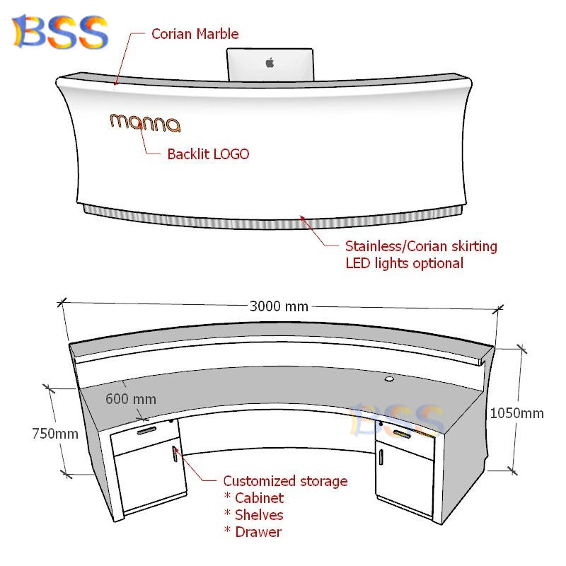 Reception Furniture Custom Corian Stylish Commercial Modern Office Reception Furniture