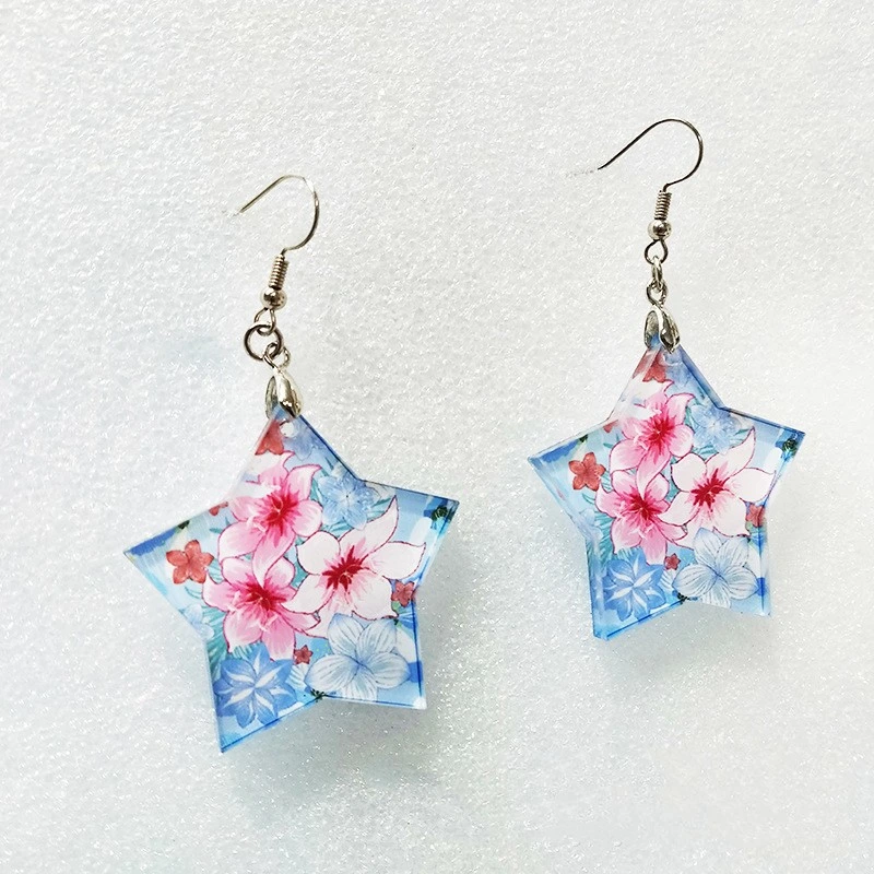 Sublimation Acrylic Accessories Pendant Earrings Star Transparent Plastic Earrings DIY Jewelry