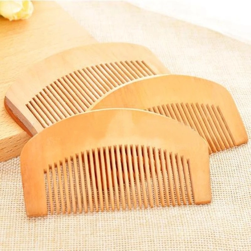 Custom Logo Natural Peach Wood Comb Close Teeth Anti-Static Head Massage Beard Hair Care Wooden Tools Beauty Accessories