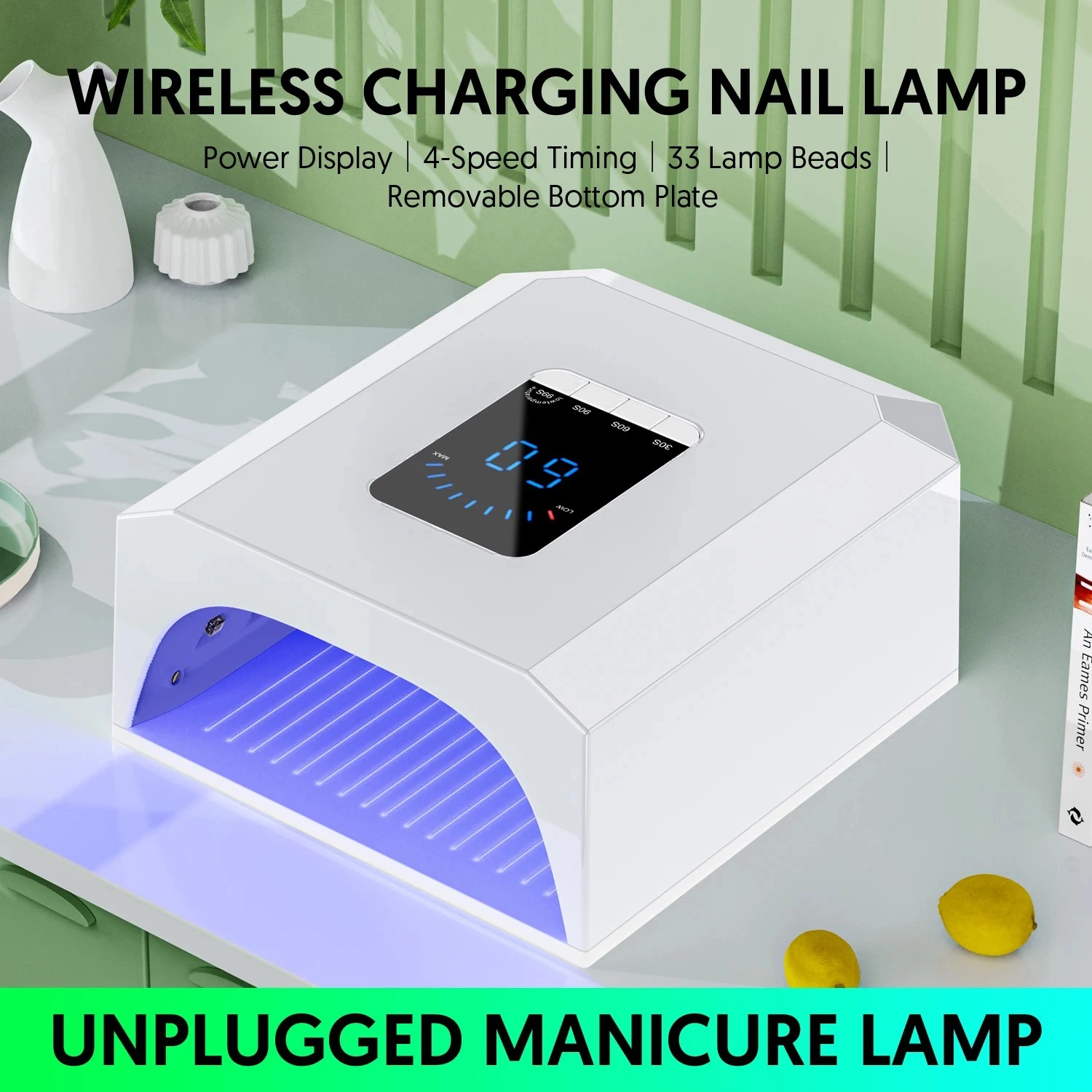 Salon professionnel de manucure 60W Nouveau séchoir à ongles rechargeable Lampe UV LED carrée pour ongles sans fil