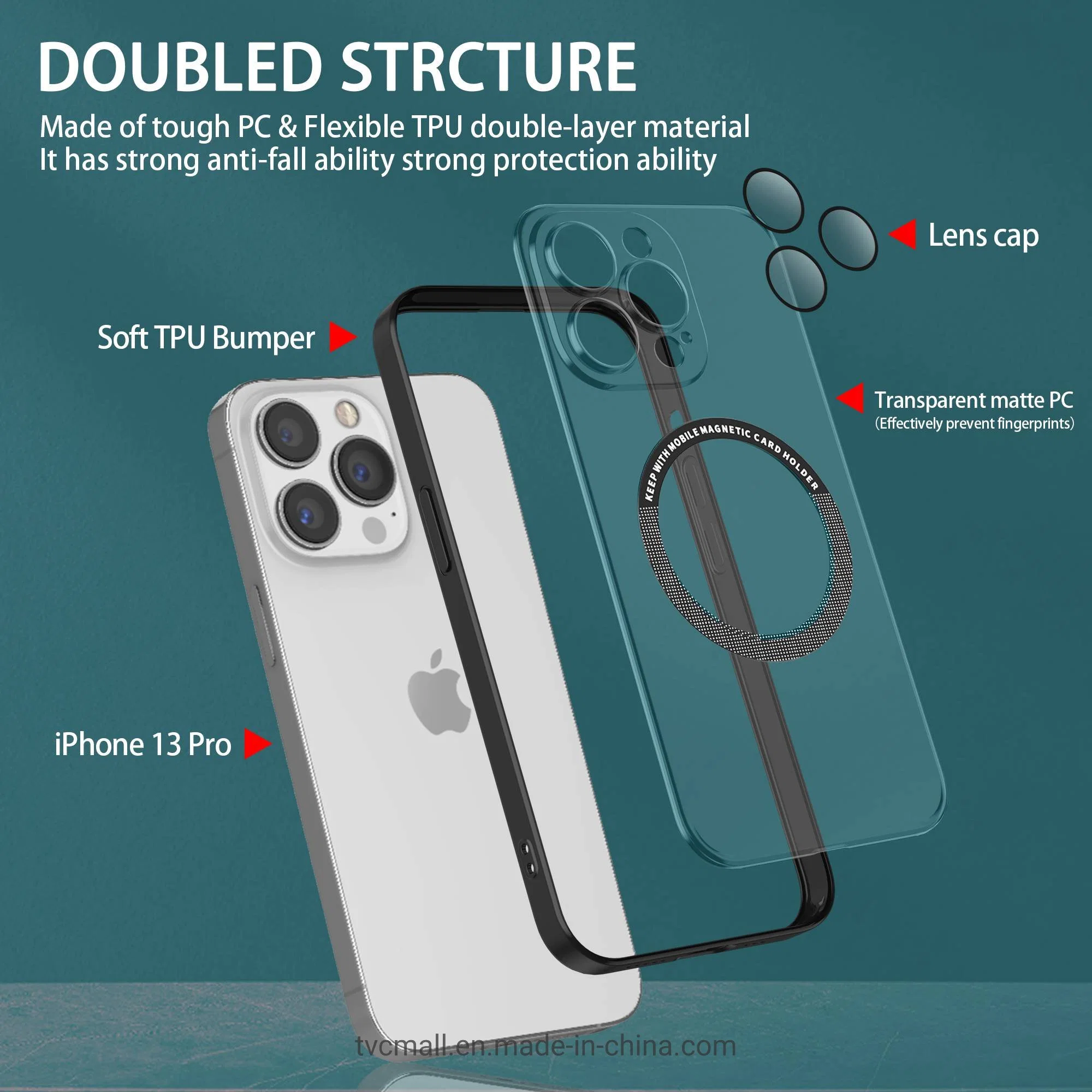 Shockproof Magnetic Cell Phone Case Soft TPU Hard PC Cover for iPhone 14 Plus